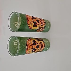 Lot of 2 Hornitos Tequila tall shot glasses Day of the Dead - perfect condition